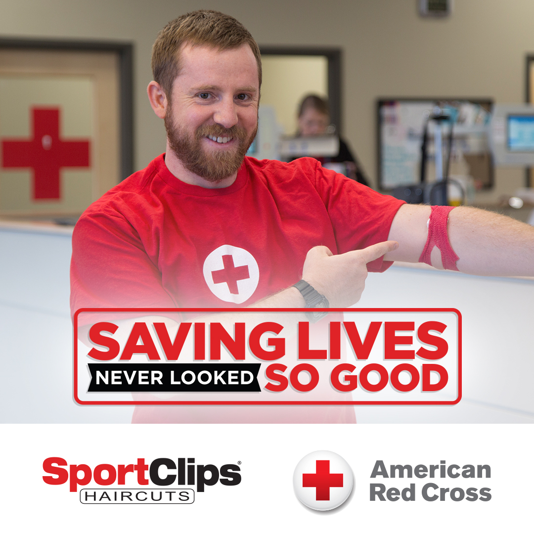 Saving Lives Never Looked so Good - Sport Clips and American Red Cross Logo